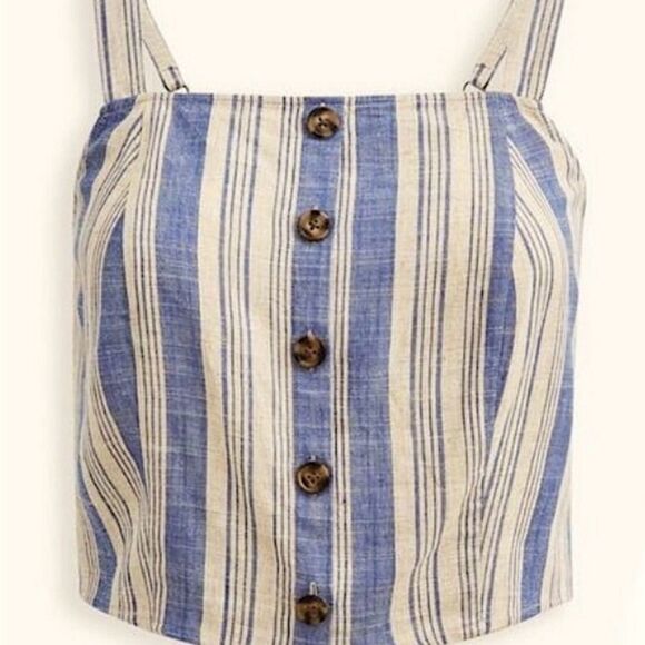 NWT Torrid Blue Striped Mock Button-Down Women's Crop Top - Picture 4 of 11